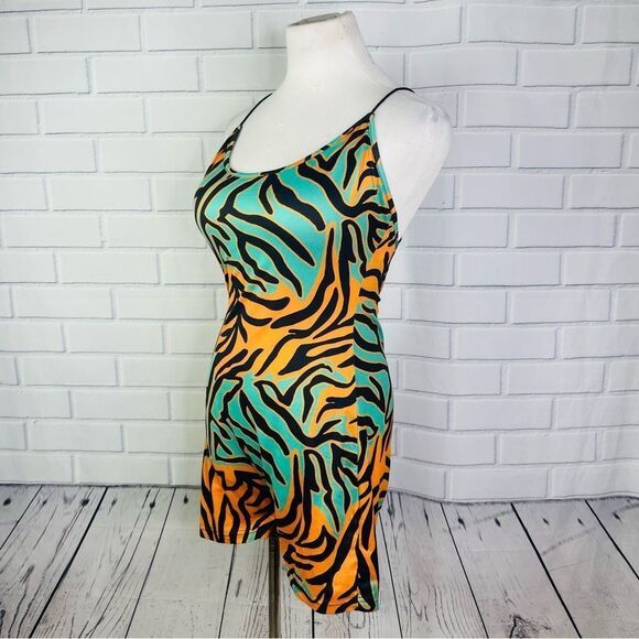 Shein Crisscross Backless Zebra Striped Cami Romper - Medium - Picture 8 of 13